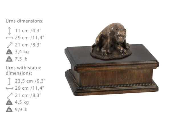 Staffordshire Bull Terrier, Staffik, Staffi II - urna för hundaska, klassisk urna med statyett, elegant urna med hund av Art-Dog
