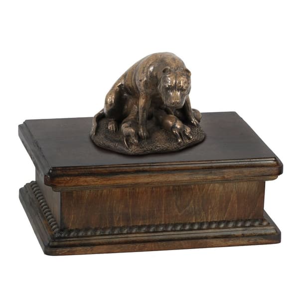 Staffordshire Bull Terrier, Staffik, Staffi II - urna för hundaska, klassisk urna med statyett, elegant urna med hund av Art-Dog