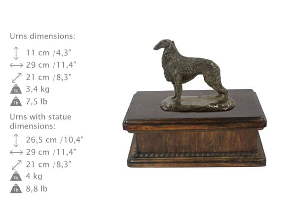 Ryska Borzoi, Borzoi, Barzoi IV - urna för hundaska, klassisk urna med statyett, elegant urna med hund av Art-Dog