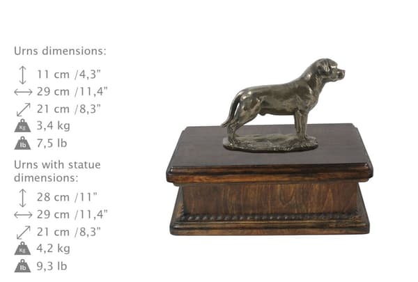 Rottweiler II - urna för hundaska, klassisk urna med statyett, elegant urna med hund av Art-Dog