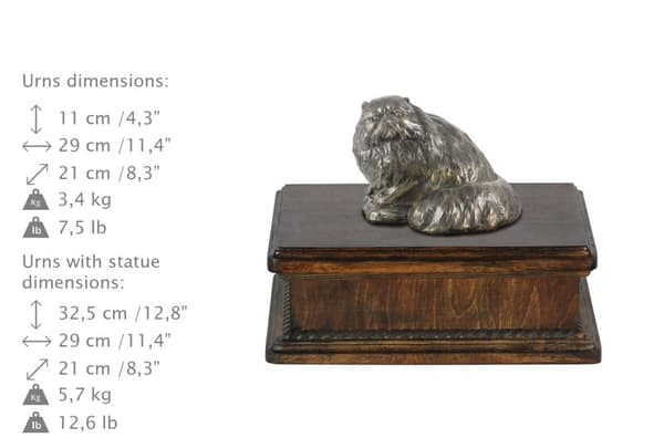 Persisk - urna för kattaska, klassisk urna med statyett, elegant urna med katt av Art-Dog