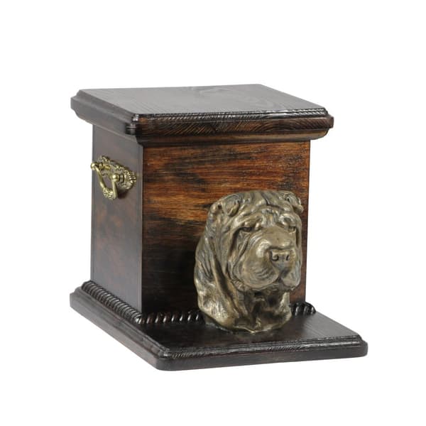 Shar Pei - urna för hundaska med statyett, elegant urna för en hund, unik urna med hundbyst av Art-Dog