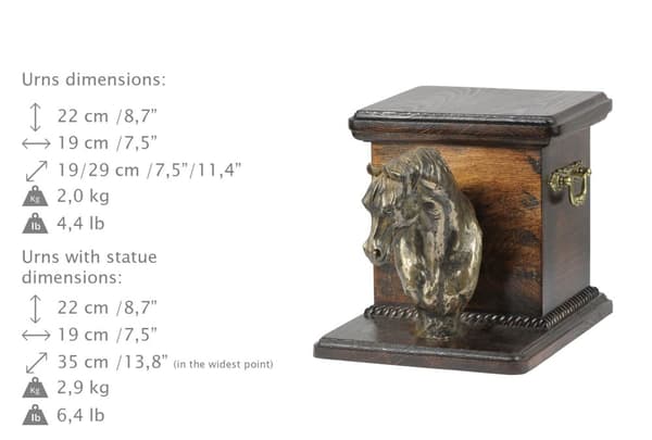 Araberhest - urne til hesteaske med statuette, elegant urne til hest, unik urne med hestebuste af Art-Dog