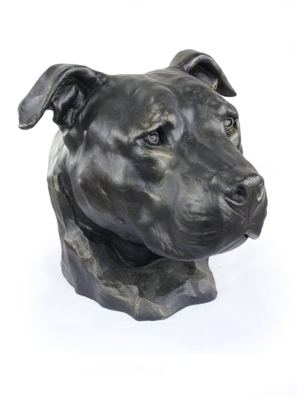 American Staffordshire terrier, Amstaff, Amstaf I - urna för hundaska, hundbyst, stort hundhuvud för trädgården av Art-Dog