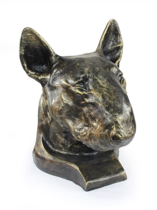 Bull Terrier, Bull Terrier - urna för hundaska, hundbyst, stort hundhuvud för trädgården av Art-Dog