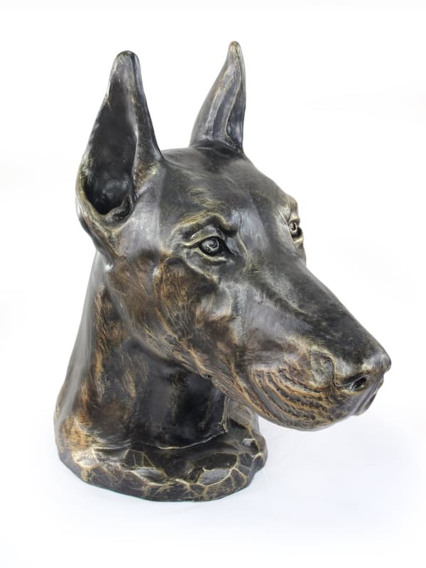 Doberman, Dobermann - urna för hundaska, hundbyst, stort hundhuvud för trädgården av Art-Dog