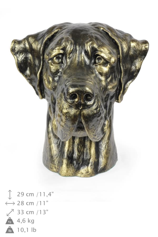 Great Dane III - urna för hundaska, hundbyst, stort hundhuvud för trädgården av Art-Dog