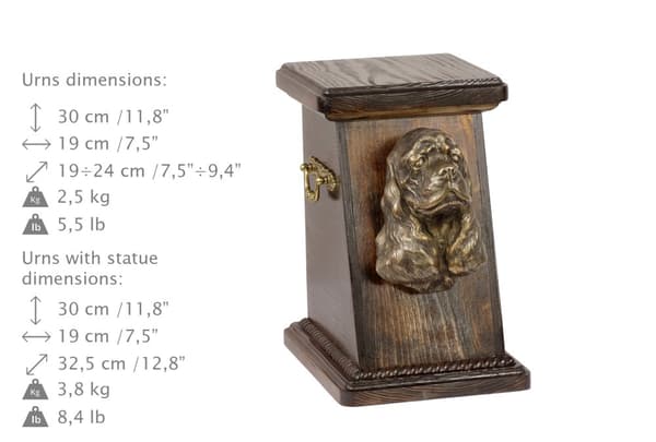 American Cocker Spaniel - urna för hundaska, elegant urna med statyett, souvenirurna med hundbyst av Art-Dog
