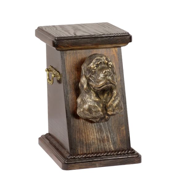 American Cocker Spaniel - urna för hundaska, elegant urna med statyett, souvenirurna med hundbyst av Art-Dog