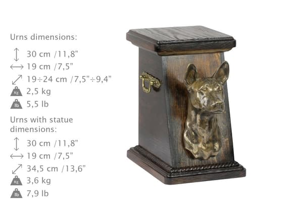 Basenji, Basenji, Kongo Dog - urna för hundaska, elegant urna med statyett, souvenirurna med hundbyst av Art-Dog