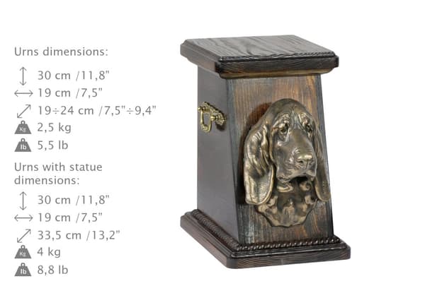 Basset Hound - urna för hundaska, elegant urna med statyett, souvenirurna med hundbyst av Art-Dog