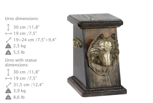 Belgian Shepherd Dog, Belgian Mountain Dog - urna för hundaska, elegant urna med statyett, souvenirurna med hundbyst av Art-Dog