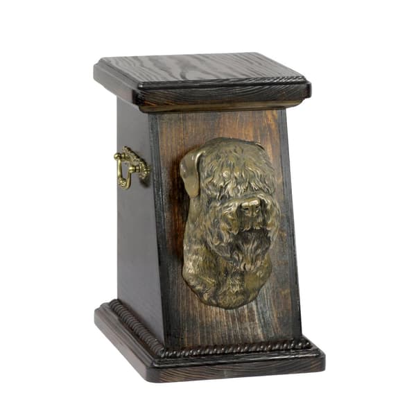 Russian Black Terrier - urna för hundaska, elegant urna med statyett, souvenirurna med hundbyst av Art-Dog