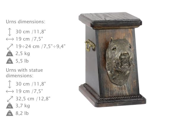 Bouvier des Flandres - urna för hundaska, elegant urna med statyett, souvenirurna med hundbyst av Art-Dog