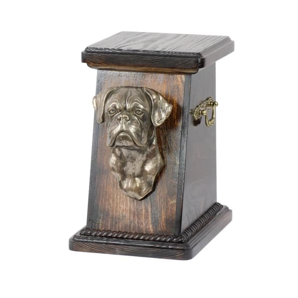 Boxer, Boxer I - urna för hundaska, elegant urna med statyett, souvenirurna med hundbyst av Art-Dog