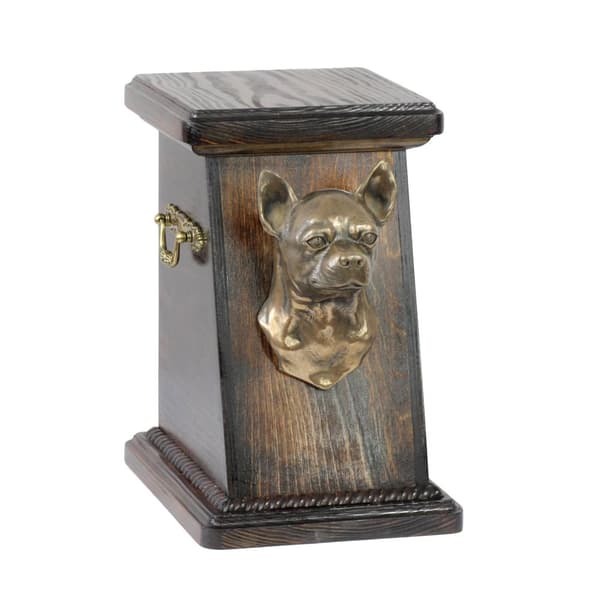 Korthårig Chihuahua - urna för hundaska, elegant urna med statyett, souvenirurna med hundbyst av Art-Dog