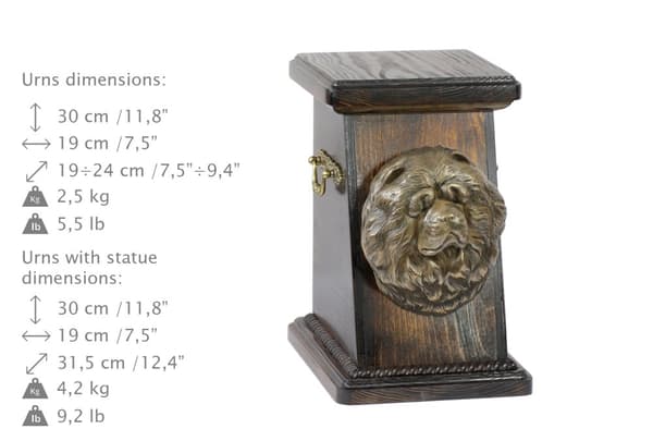 Chow Chow - en urna för hundaska, en elegant urna med statyett, en souvenirurna med en hundbyst av Art-Dog