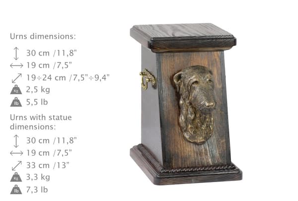 Scottish Greyhound, Deerhound - urna för hundaska, elegant urna med statyett, souvenirurna med hundbyst av Art-Dog