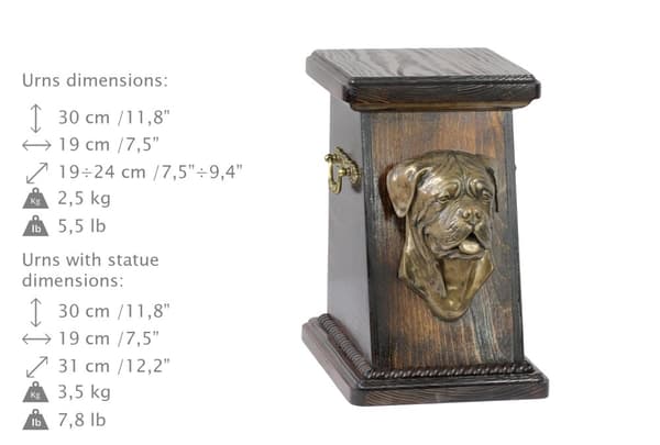 Bordeaux Dog, Dogue de Bordeaux, French Mastiff - urna för hundaska, elegant urna med statyett, souvenirurna med hundbyst av Art-Dog
