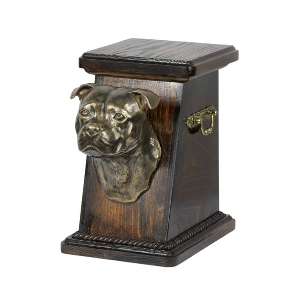American Staffordshire terrier, Amstaff, Amstaf I - urna för hundaska, elegant urna med statyett, souvenirurna med hundbyst av Art-Dog