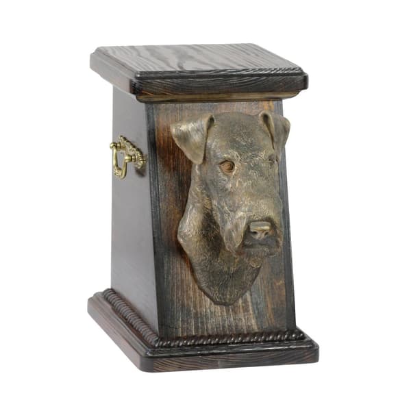 Trådhårig foxterrier - urna för hundaska, elegant urna med statyett, souvenirurna med hundbyst av Art-Dog