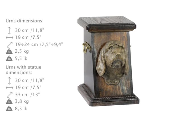 Stor Griffon Vendéen, Grand Griffon Vendéen - en urna för hundaska, en elegant urna med statyett, en souvenirurna med en hundbyst av Art-Dog