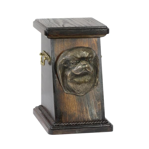 Japanese Chin, Japanese Spaniel - urna för hundaska, elegant urna med statyett, souvenirurna med hundbyst av Art-Dog