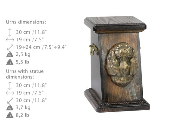 Cavalier King Charles Spaniel - urne til hundeaske, elegant urne med statuette, souvenirurne med hundebuste af Art-Dog