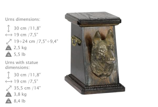 Malinois Belgian Shepherd - urna för hundaska, elegant urna med statyett, souvenirurna med hundbyst av Art-Dog