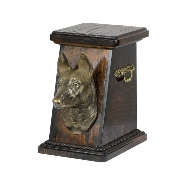 Malinois Belgian Shepherd - urna för hundaska, elegant urna med statyett, souvenirurna med hundbyst av Art-Dog