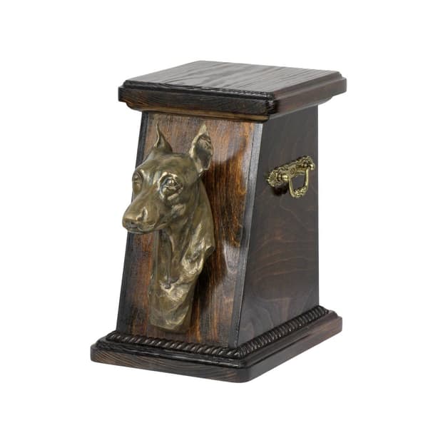 Dvärgpinscher - urna för hundaska, elegant urna med statyett, souvenirurna med hundbyst av Art-Dog