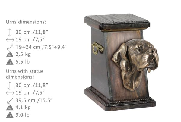 Pointer - urna för hundaska, elegant urna med statyett, souvenirurna med hundbyst av Art-Dog