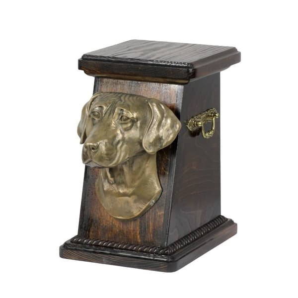 Rhodesian Ridgeback, afrikansk lejonhund - urna för hundaska, elegant urna med statyett, souvenirurna med hundbyst av Art-Dog