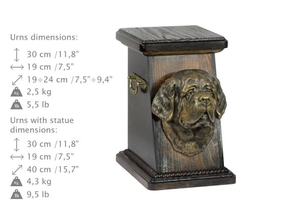 St. Bernard, hund från St. Bernarda - en urna för hundaska, en elegant urna med en statyett, en souvenirurna med en hundbyst av Art-Dog