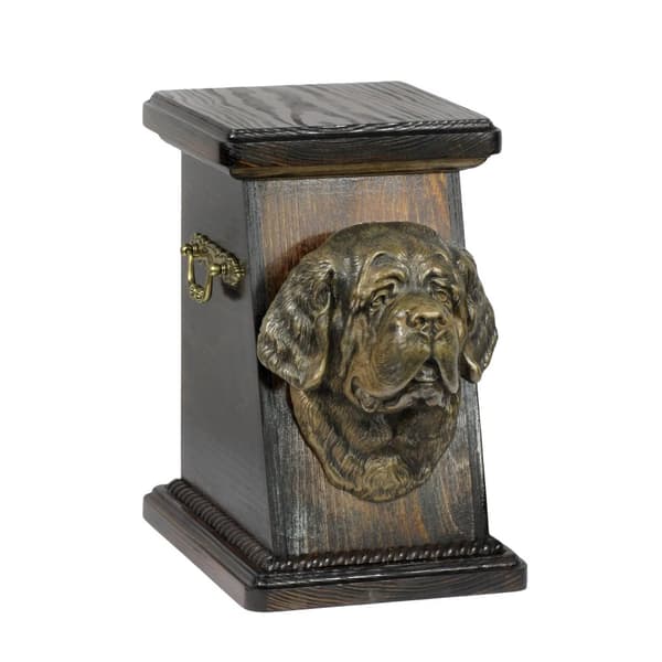St. Bernard, hund från St. Bernarda - en urna för hundaska, en elegant urna med en statyett, en souvenirurna med en hundbyst av Art-Dog