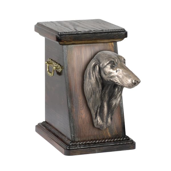 Persisk vinthund, Saluki - urna för hundaska, elegant urna med statyett, souvenirurna med hundbyst av Art-Dog