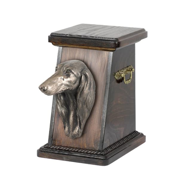 Persisk vinthund, Saluki - urna för hundaska, elegant urna med statyett, souvenirurna med hundbyst av Art-Dog