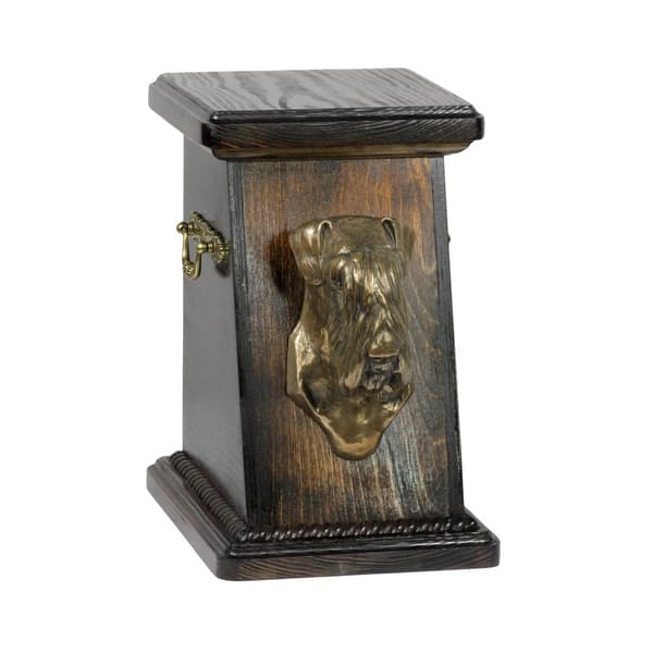 Schnauzer, Schnauzer II - urna för hundaska, elegant urna med statyett, souvenirurna med hundbyst av Art-Dog
