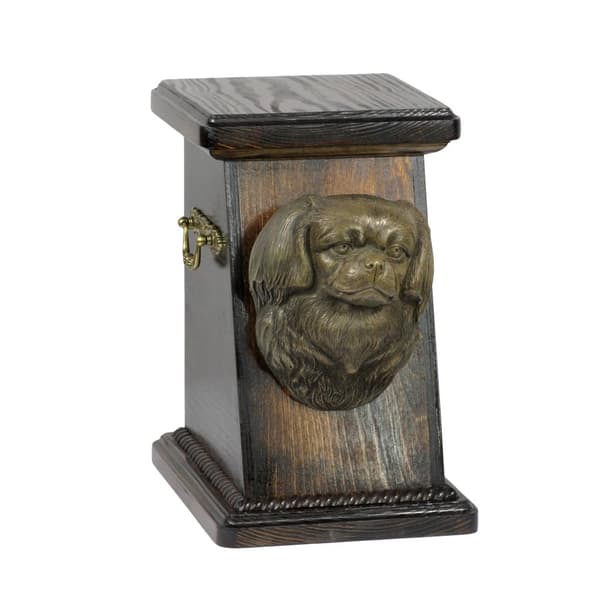 Tibetansk spaniel, tibetansk spaniel - urna för hundaska, elegant urna med statyett, souvenirurna med hundbyst av Art-Dog
