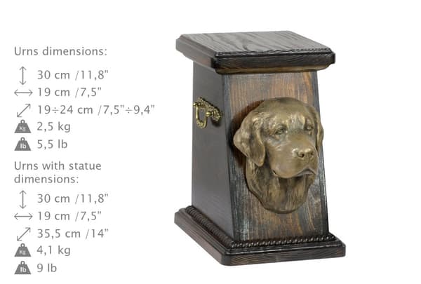 Golden Retriever - urna för hundaska, elegant urna med statyett, souvenirurna med hundbyst av Art-Dog