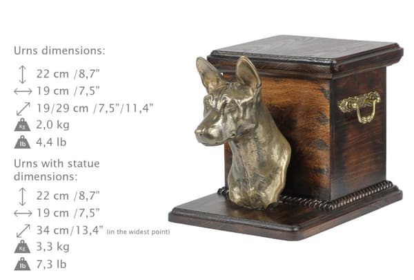Basenji, Basenji, Kongo Dog - urna för hundaska med statyett, elegant urna för en hund, unik urna med hundbyst av Art-Dog