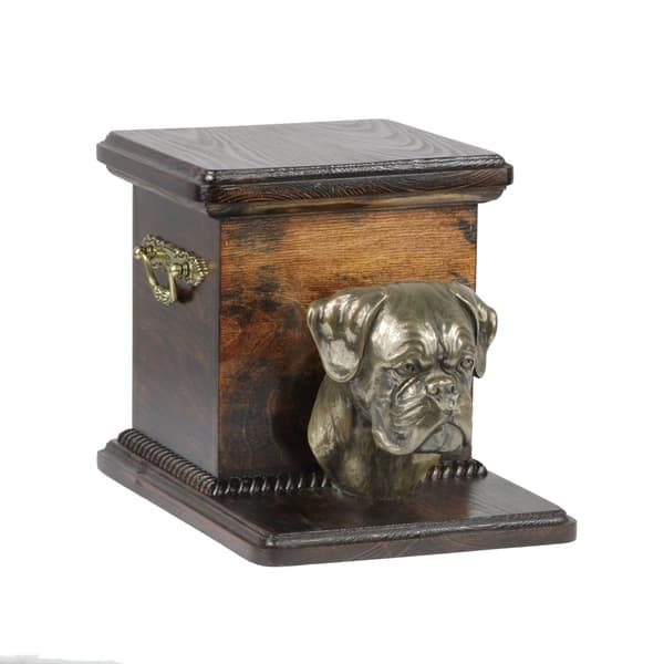 Boxer, Boxer I - urna för hundaska med statyett, elegant urna för en hund, unik urna med hundbyst av Art-Dog