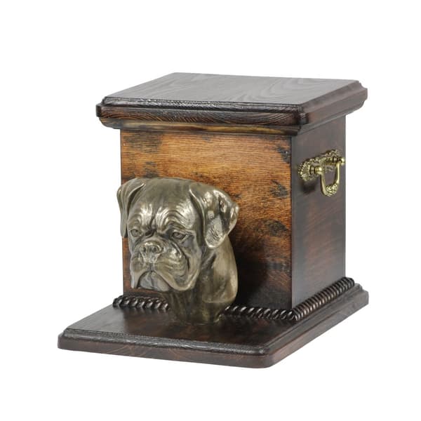 Boxer, Boxer I - urna för hundaska med statyett, elegant urna för en hund, unik urna med hundbyst av Art-Dog