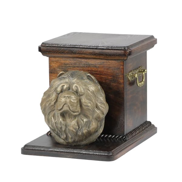 Chow Chow - urna för hundaska med statyett, elegant urna för en hund, unik urna med hundbyst av Art-Dog