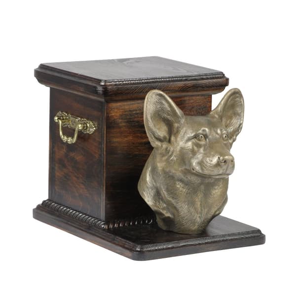 Pembroke Welsh Corgi - urna för hundaska med statyett, elegant urna för en hund, unik urna med hundbyst av Art-Dog