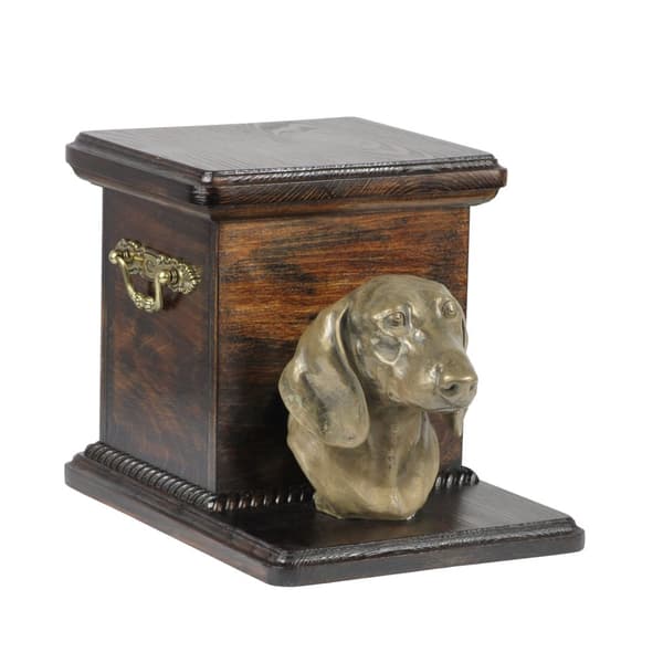 Tax - urna för hundaska med statyett, elegant urna för en hund, unik urna med hundbyst av Art-Dog