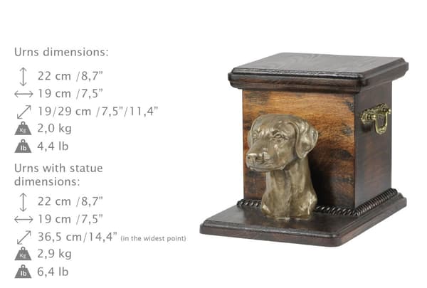 Doberman, Dobermann II - urna för hundaska med statyett, elegant urna för en hund, unik urna med hundbyst av Art-Dog