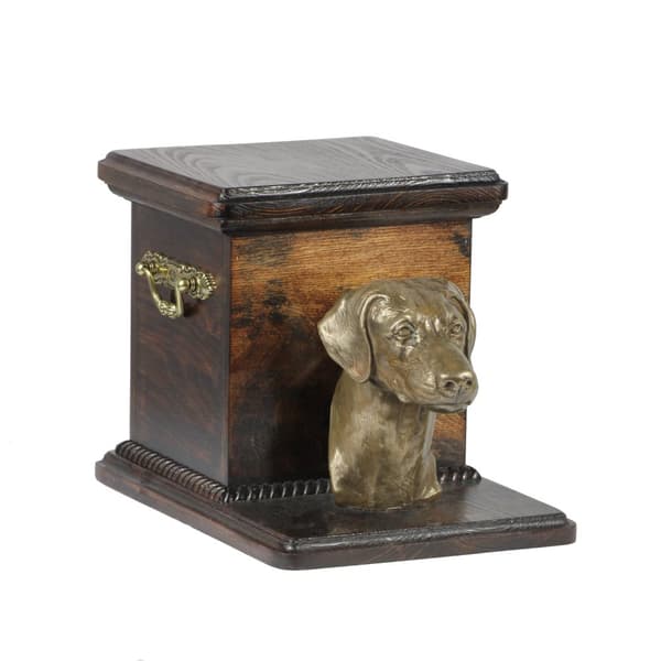 Doberman, Dobermann II - urna för hundaska med statyett, elegant urna för en hund, unik urna med hundbyst av Art-Dog