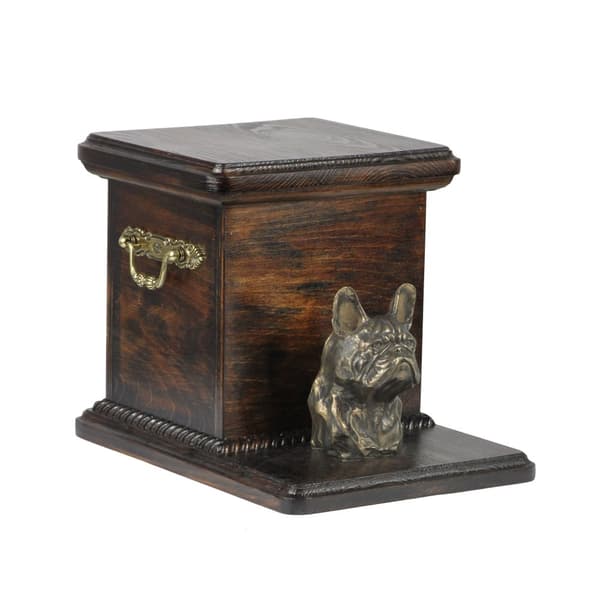 Fransk bulldog - urne til hundeaske med statuette, elegant urne til hund, unik urne med hundebuste af Art-Dog