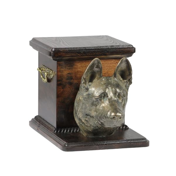 Schæferhund, Alsace - urne til hundeaske med statuette, elegant urne til hund, unik urne med hundebuste af Art-Dog